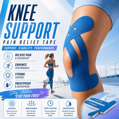 Precut Kinesiology Tape for Knees, 10 Pcs Waterproof Athletic Knee Support Tape for Running, Gym, Basketball & Training