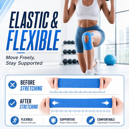 Precut Kinesiology Tape for Knees, 10 Pcs Waterproof Athletic Knee Support Tape for Running, Gym, Basketball & Training